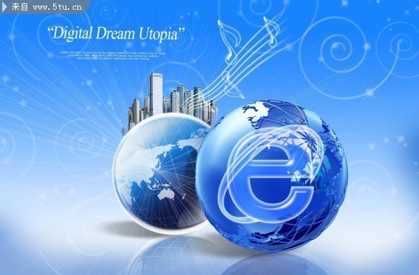 網絡科技 英特網圖標與電子科技的深度融合